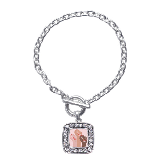 Silver Womens March - Unite! Square Charm Toggle Bracelet
