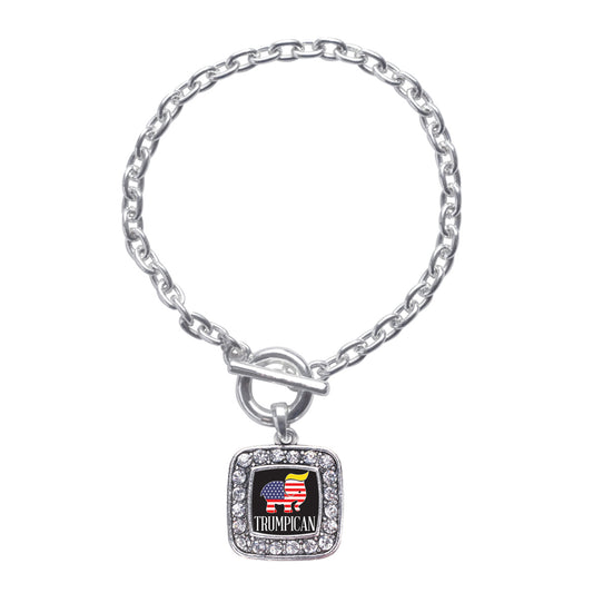 Silver Trumpican Square Charm Toggle Bracelet