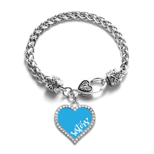Silver Sisters - Blue Open Heart Charm Toggle Bracelet