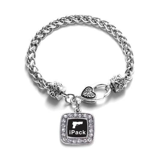 Silver iPack Square Charm Braided Bracelet