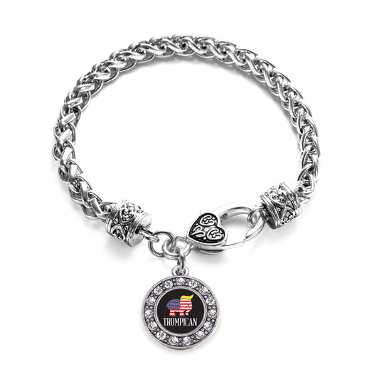 Silver Trumpican Circle Charm Braided Bracelet