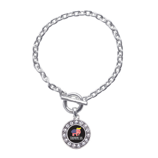 Silver Trumpican Circle Charm Toggle Bracelet