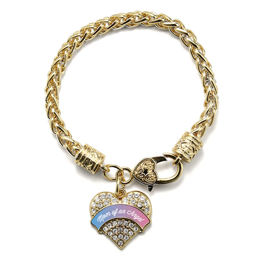 Gold Mom of an Angel Pave Heart Charm Braided Bracelet