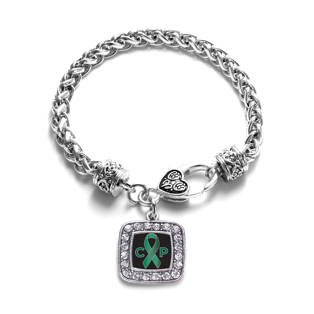 Silver Cerebral Palsy Square Charm Braided Bracelet
