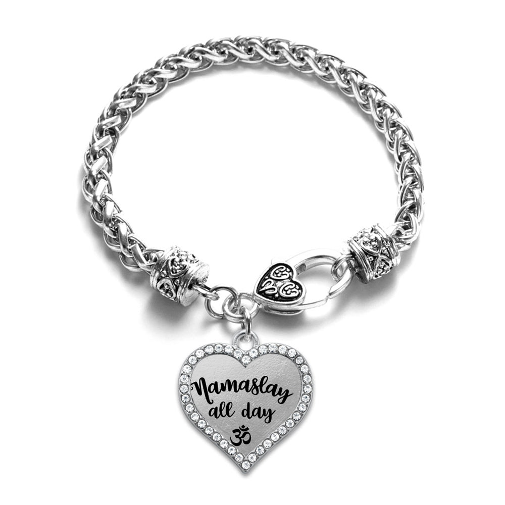 Silver Namaslay All Day Open Heart Charm Braided Bracelet