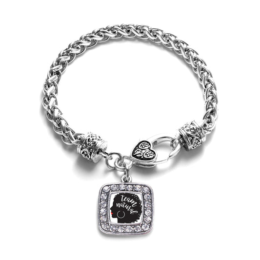 Silver Team Natural - Naturally Beautiful Hair Square Charm Braided Bracelet