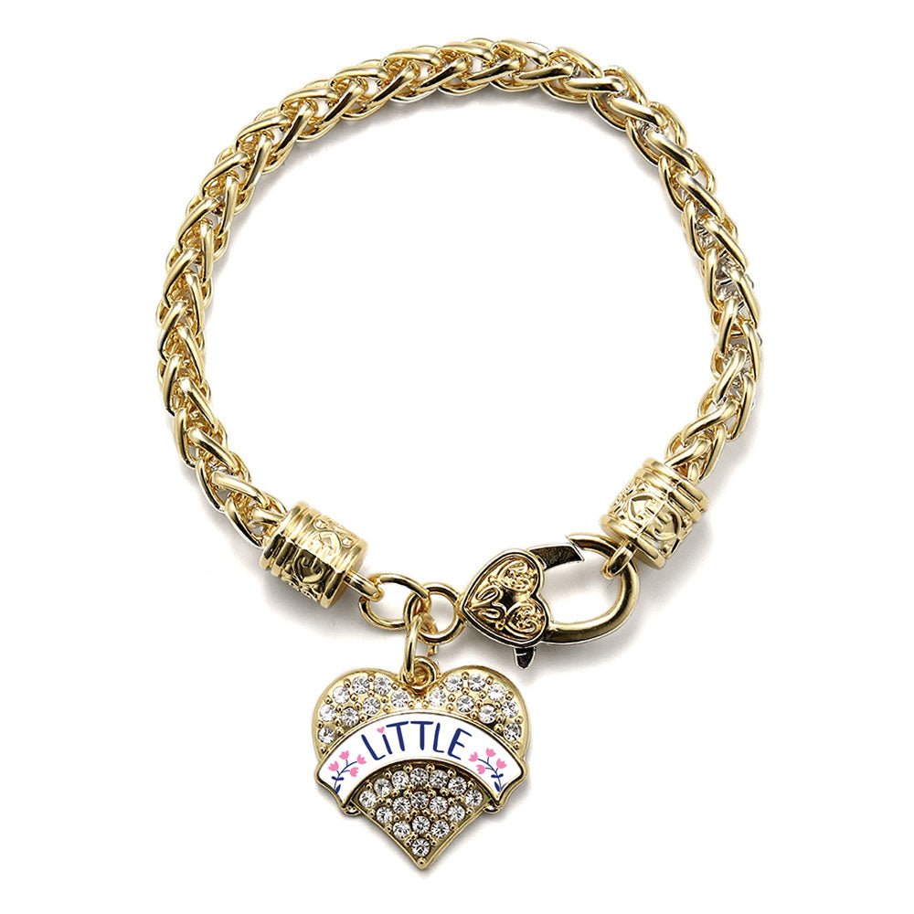 Gold Navy Blue and Rose Little Pave Heart Charm Braided Bracelet