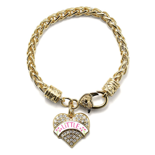 Gold Rose and Green Little Pave Heart Charm Braided Bracelet