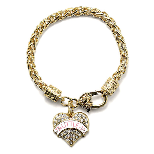 Gold Rose and Brown Little Pave Heart Charm Braided Bracelet