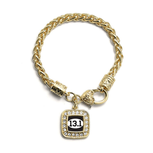 Gold 13.1 Runners Square Charm Braided Bracelet