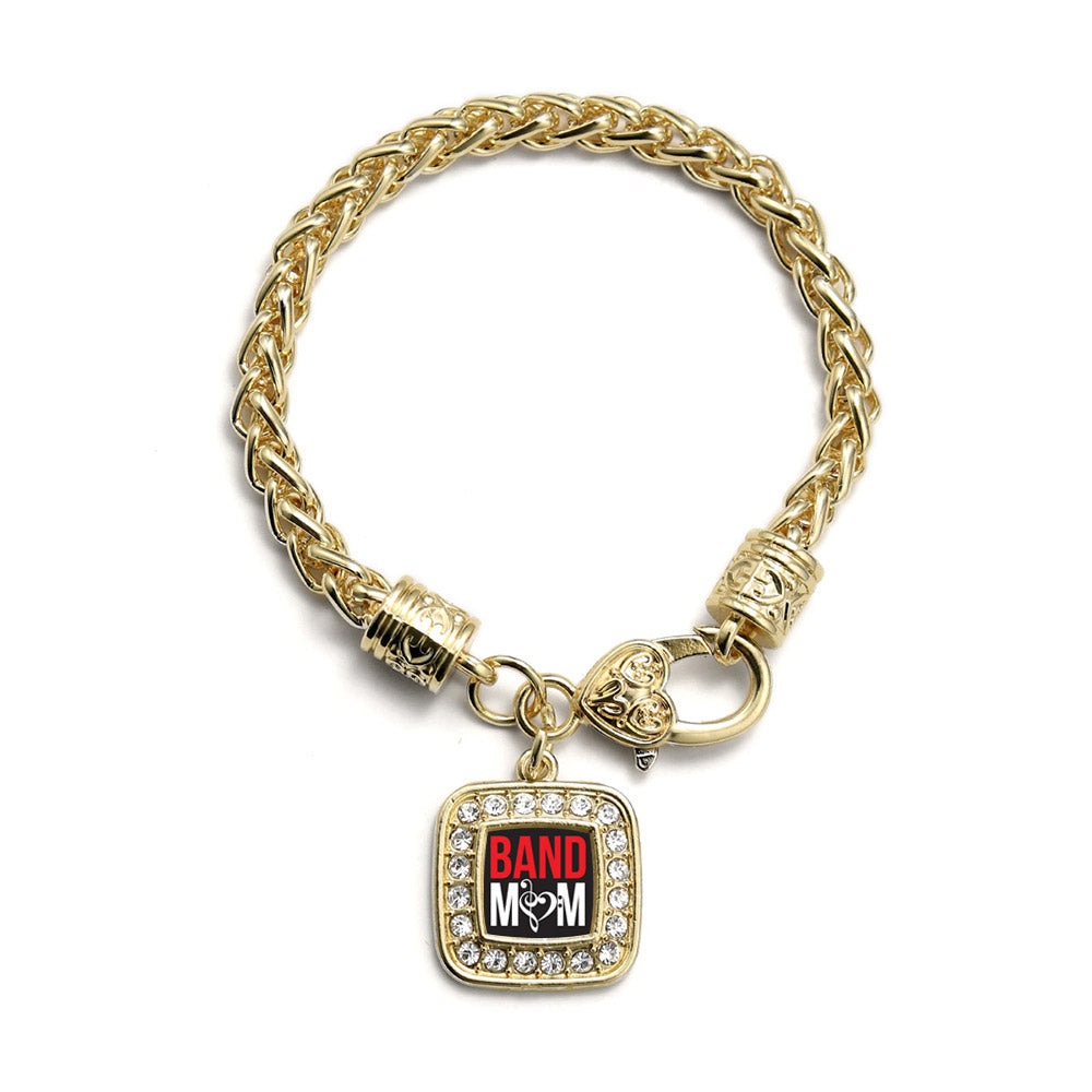 Gold Band Mom Square Charm Braided Bracelet