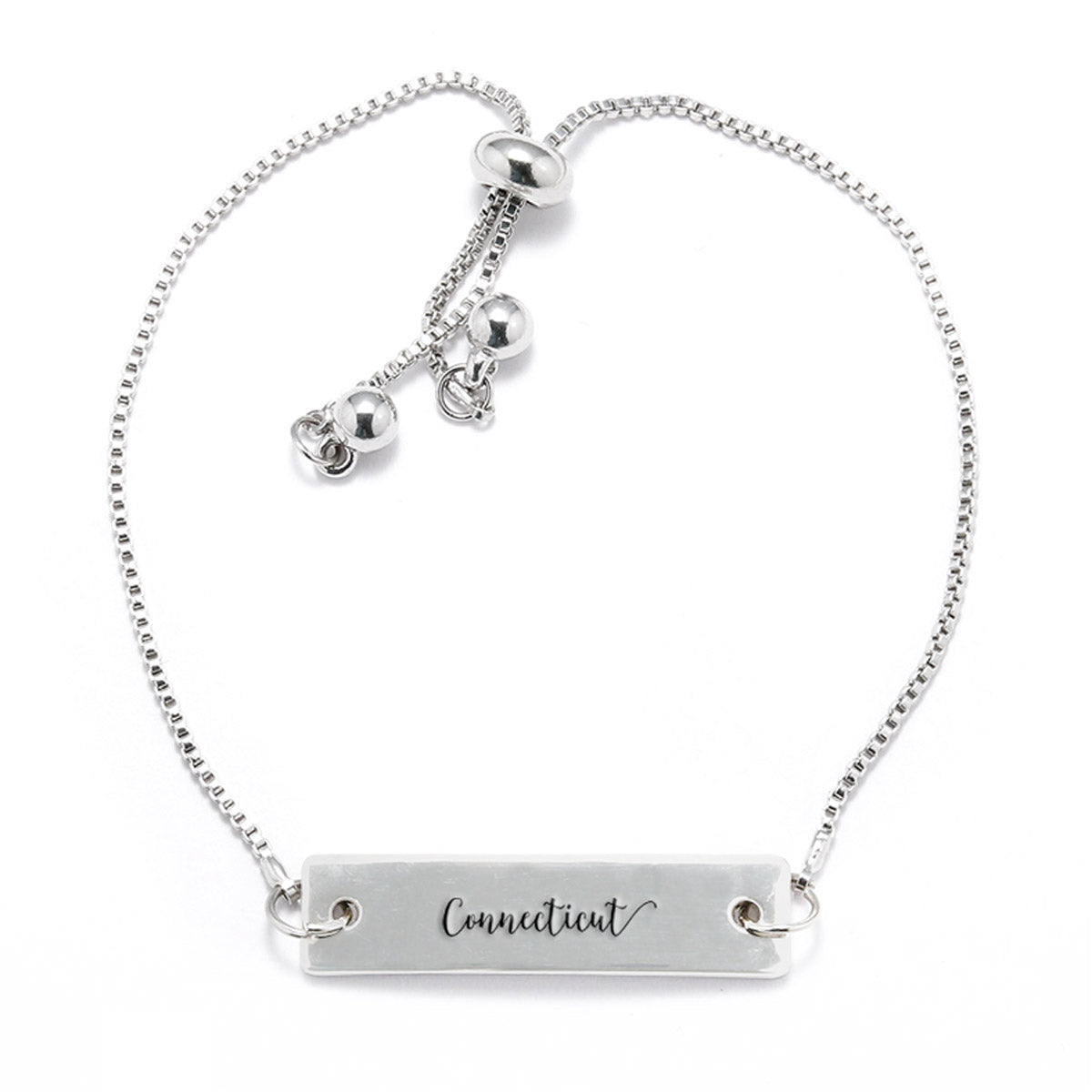Silver Connecticut Adjustable Bar Bracelet