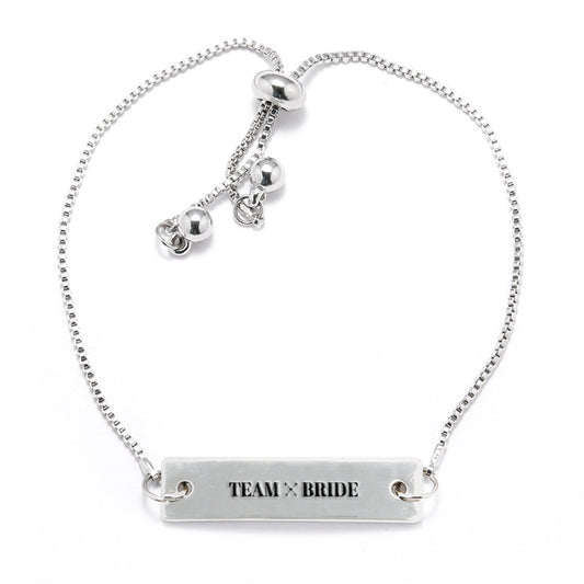 Silver Team Bride Adjustable Bar Bracelet