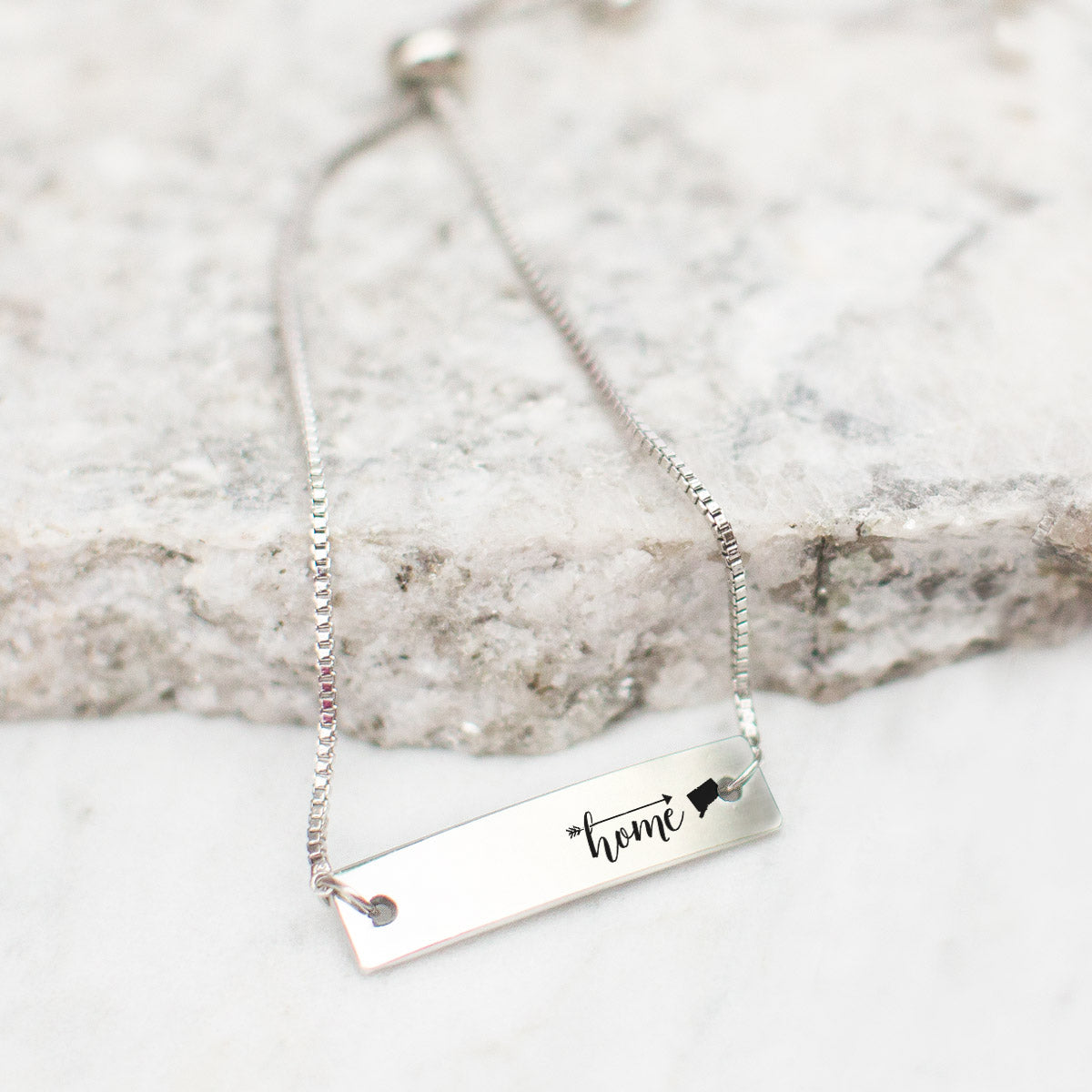 Silver Home is Connecticut Adjustable Bar Bracelet