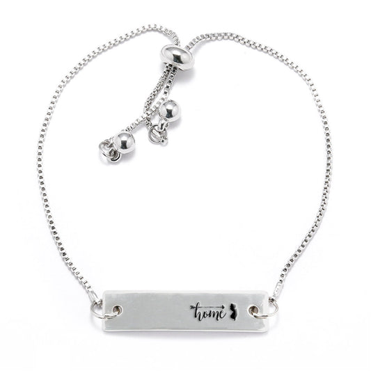 Silver Home is New Jersey Adjustable Bar Bracelet