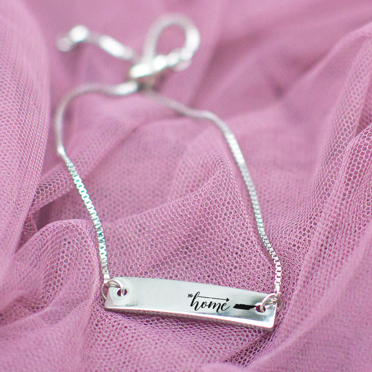 Silver Home is Tennessee Adjustable Bar Bracelet