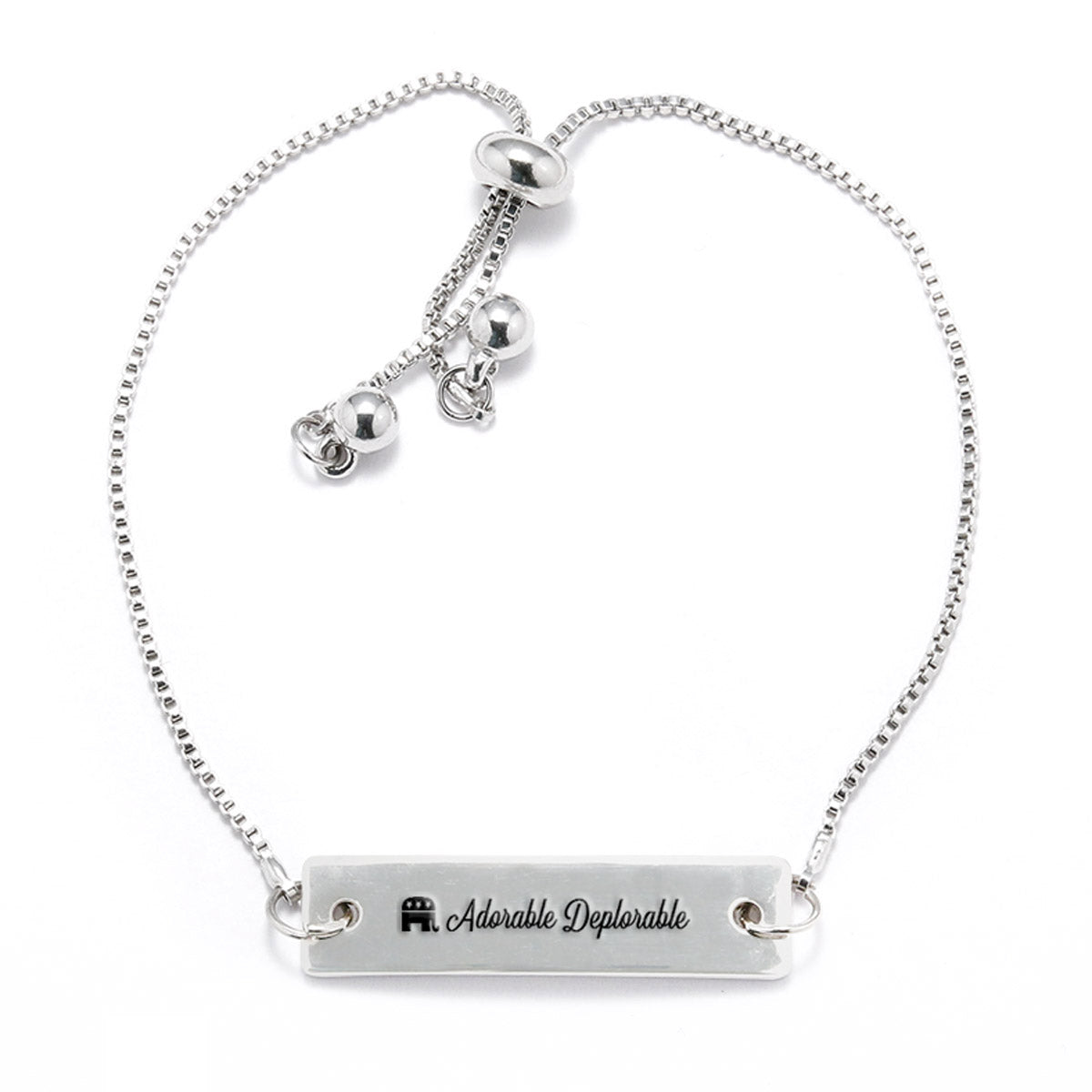 Silver Adorable Deplorable Adjustable Bar Bracelet