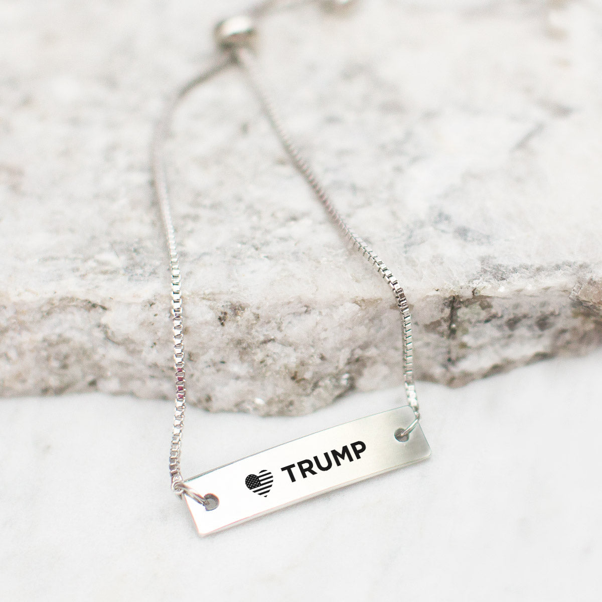 Silver Trump Support Adjustable Bar Bracelet