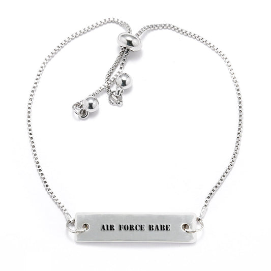 Silver Air Force Babe Adjustable Bar Bracelet