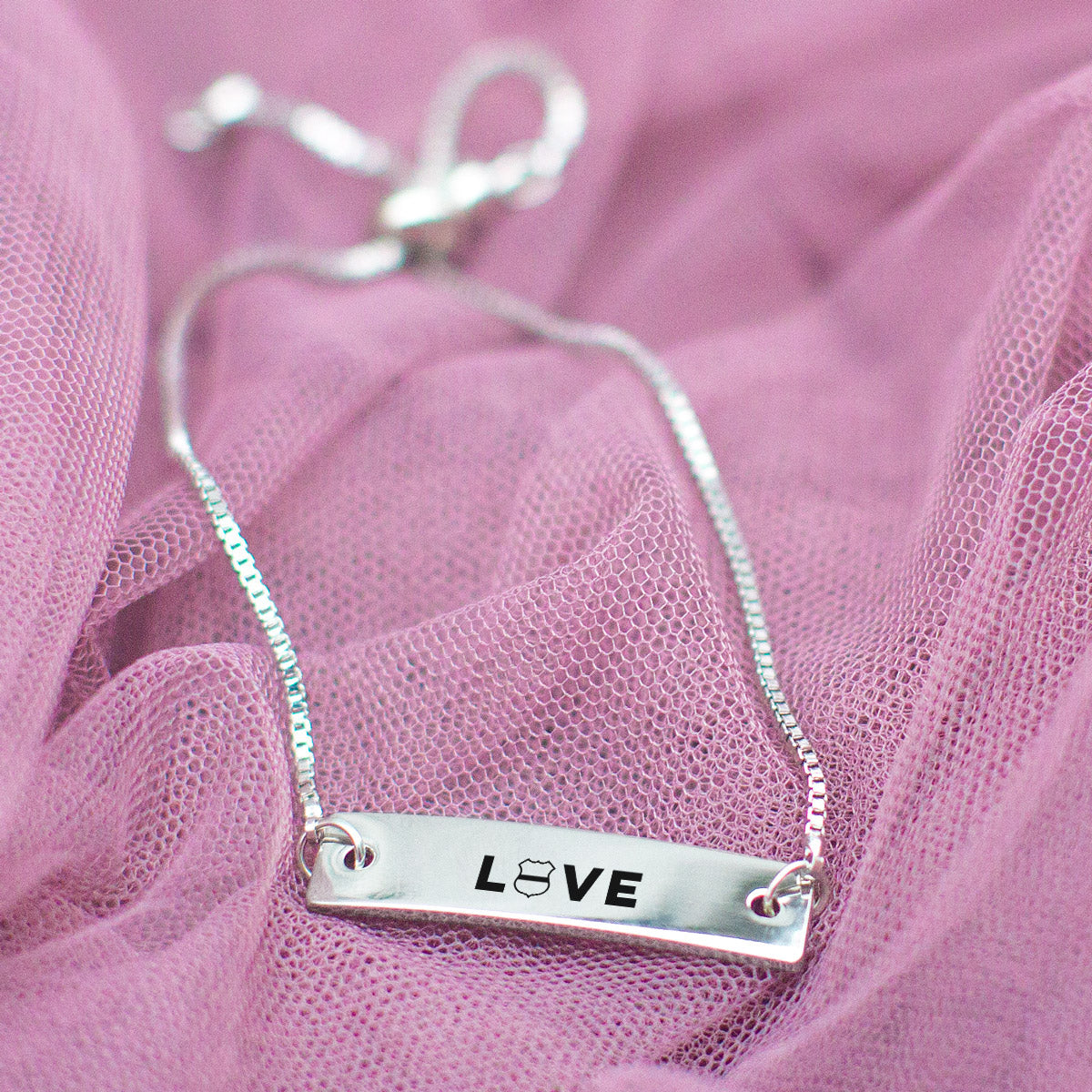 Silver Police LOVE Adjustable Bar Bracelet