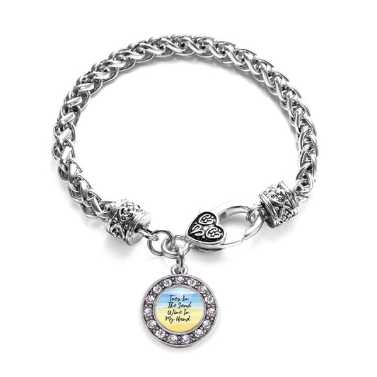 Silver Toes in the Sand, Wine in My Hand Circle Charm Braided Bracelet