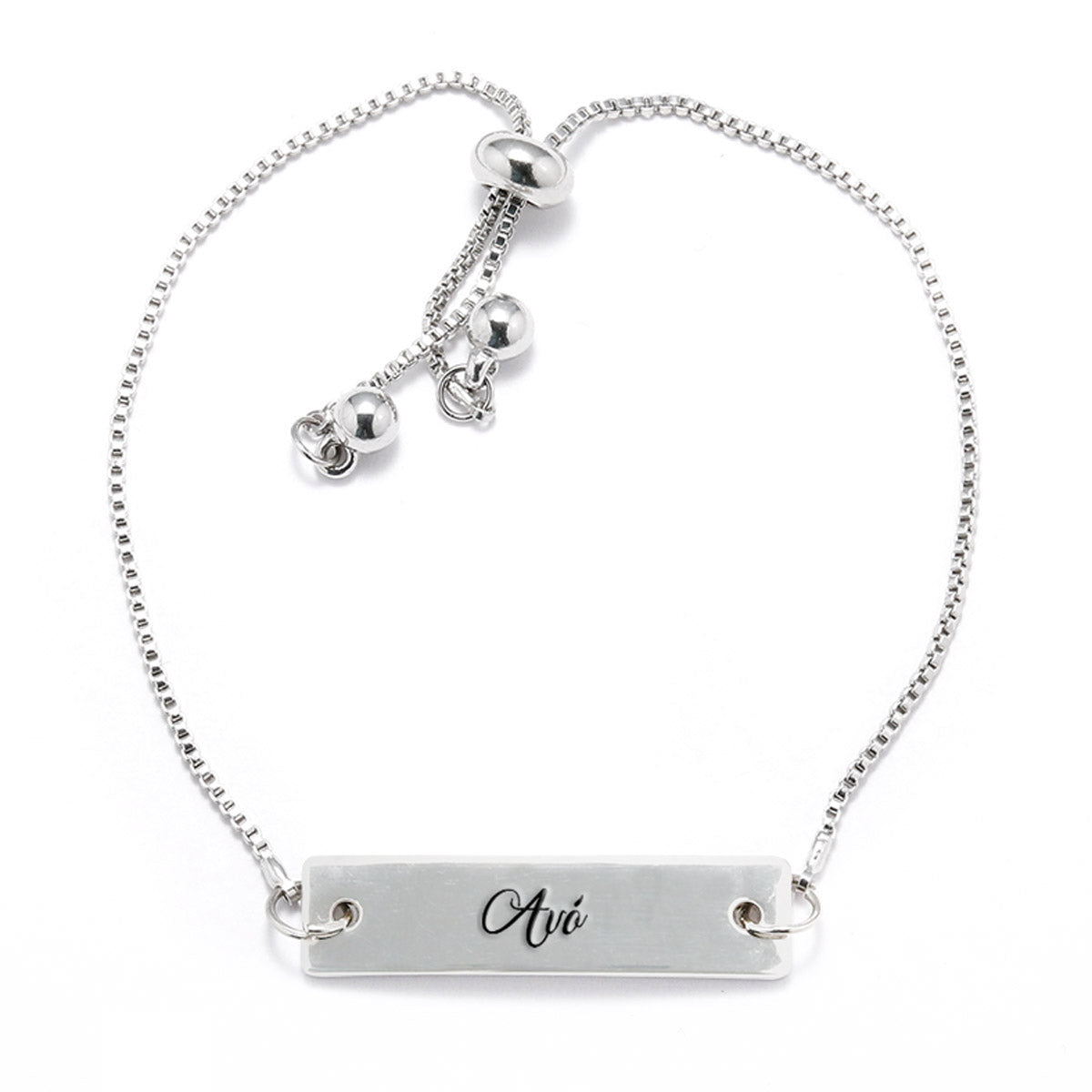 Silver Avó (Grandma in Portuguese) Adjustable Bar Bracelet