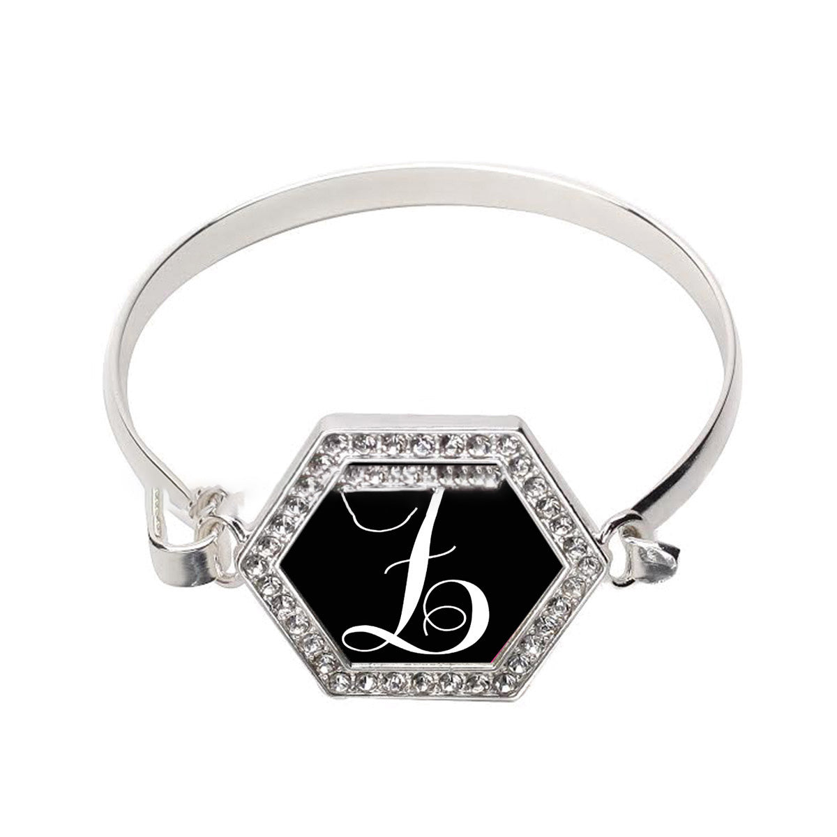 Silver Monogram - Z Hexagon Charm Bangle Bracelet