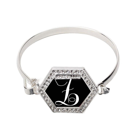 Silver Monogram - Z Hexagon Charm Bangle Bracelet