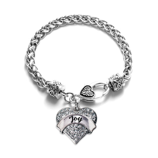 Silver Joy Pave Heart Charm Braided Bracelet