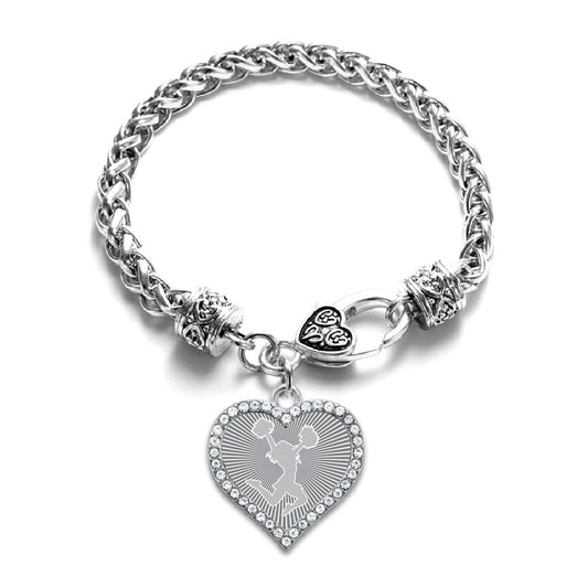 Silver Cheerleader - Gray Open Heart Charm Toggle Bracelet
