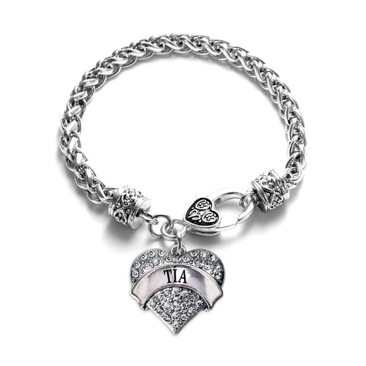 Silver Tía Pave Heart Charm Braided Bracelet