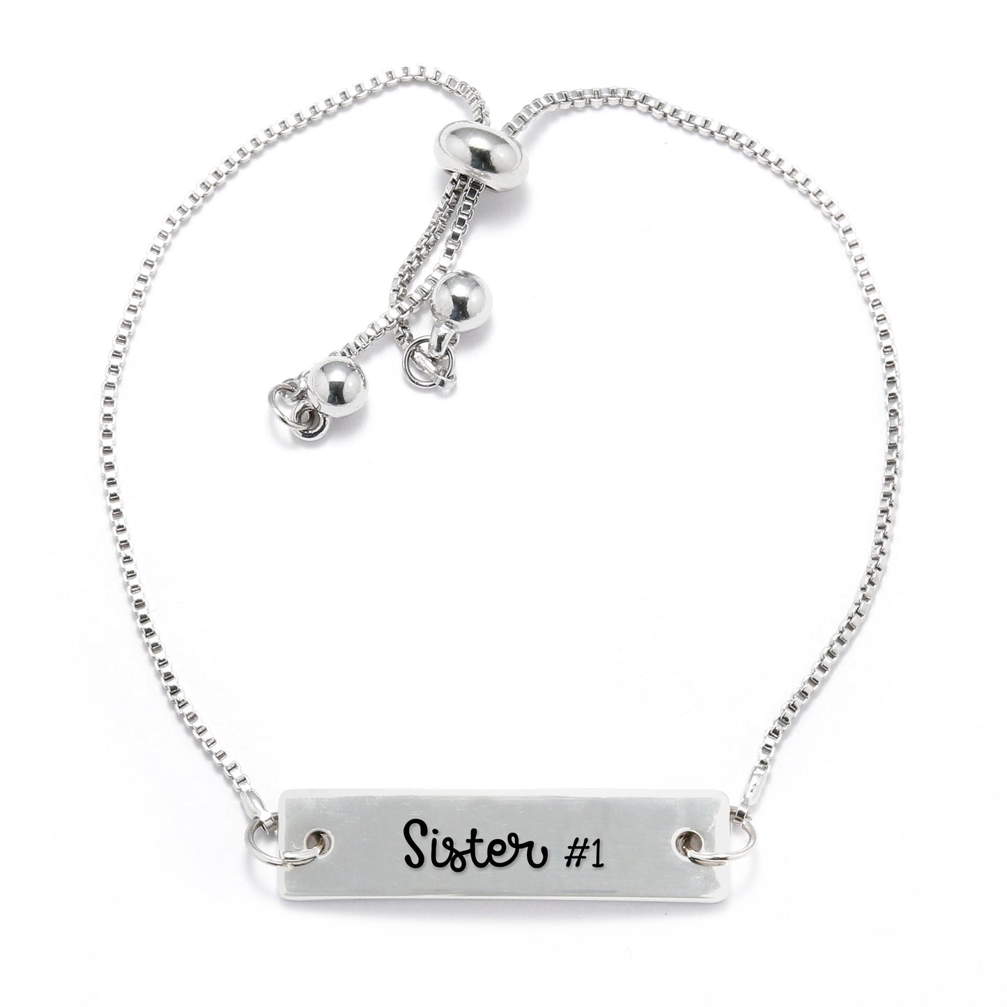 Silver Sister #1 Adjustable Bar Bracelet