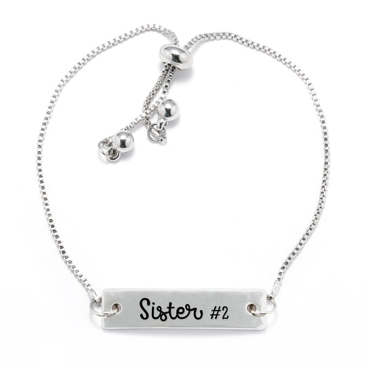 Silver Sister #2 Adjustable Bar Bracelet