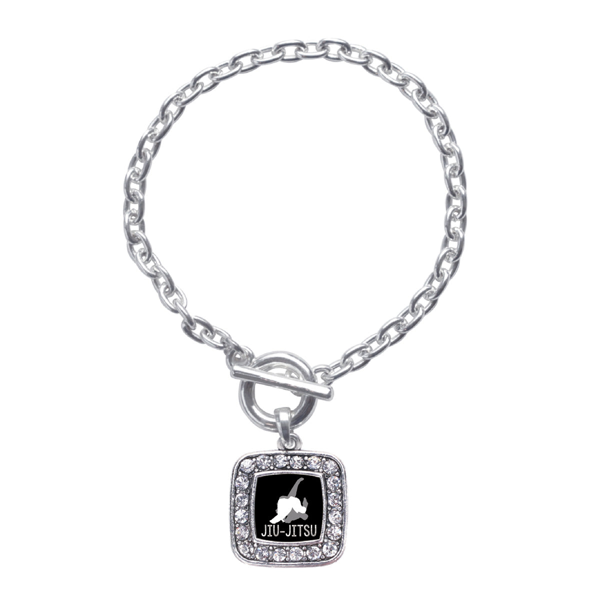 Silver Jiu-jitsu Square Charm Toggle Bracelet