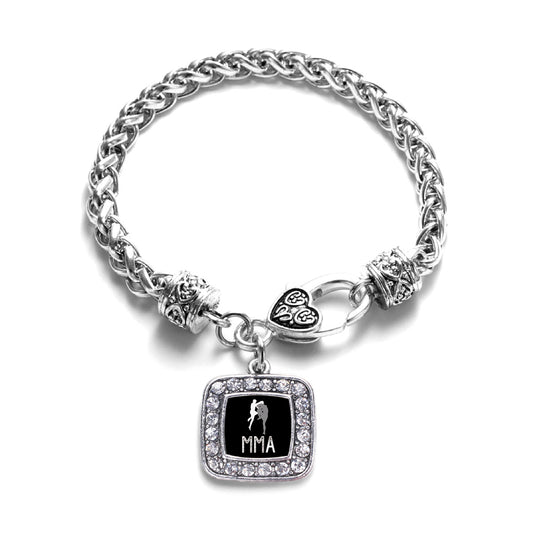 Silver MMA Square Charm Braided Bracelet