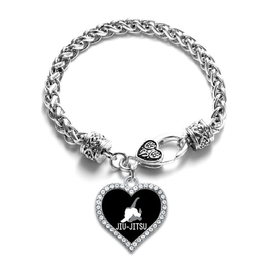 Silver Aikido Open Heart Charm Toggle Bracelet