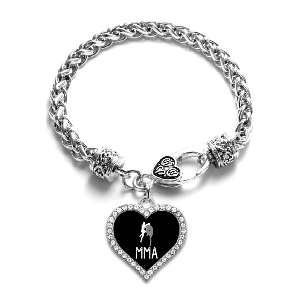 Silver MMA Open Heart Charm Braided Bracelet