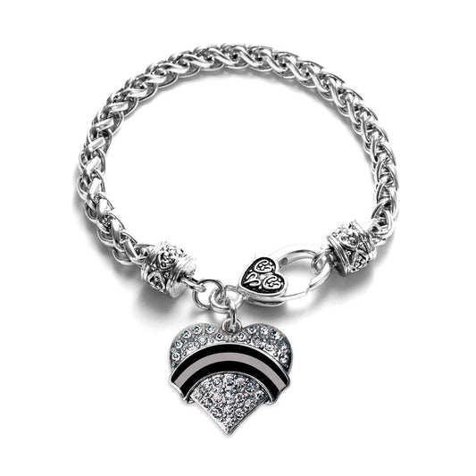 Silver Corrections Support Pave Heart Charm Braided Bracelet