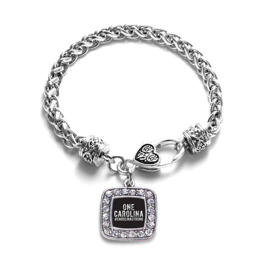 Silver One Carolina - #CarolinaStrong Square Charm Braided Bracelet