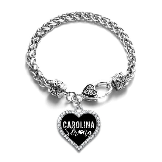 Silver Carolina Strong Open Heart Charm Toggle Bracelet