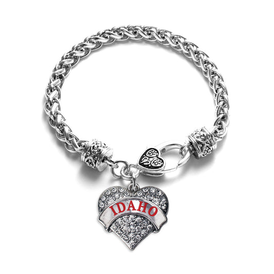 Silver Idaho Pave Heart Charm Braided Bracelet