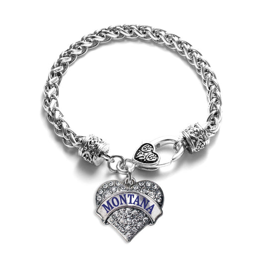 Silver Montana Pave Heart Charm Braided Bracelet