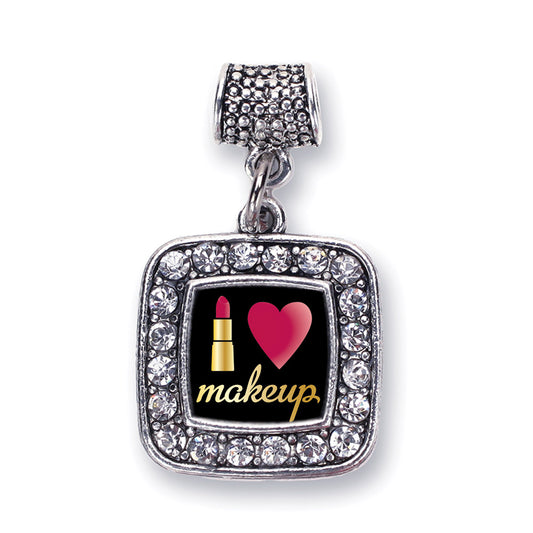 Silver I Love Makeup Square Memory Charm