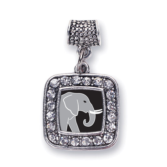 Silver Elephant Square Memory Charm