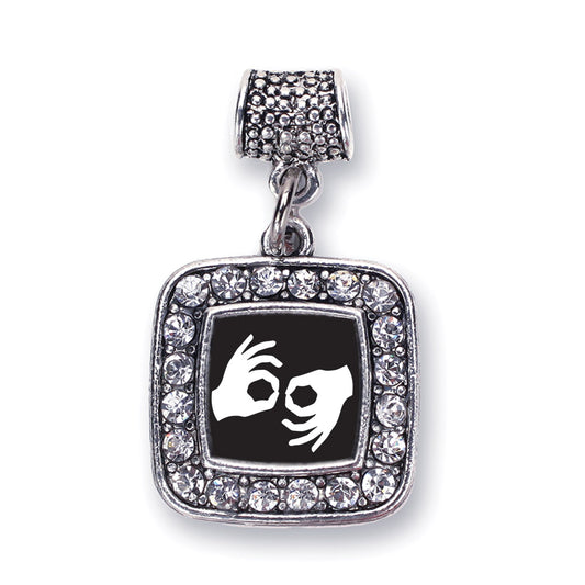 Silver Sign Language Interpreter Square Memory Charm