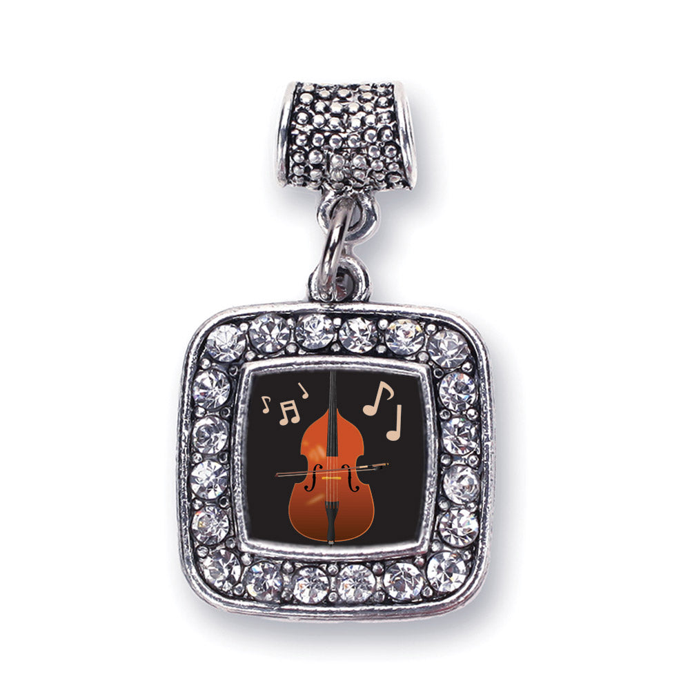 Silver Stand Up Bass Square Memory Charm