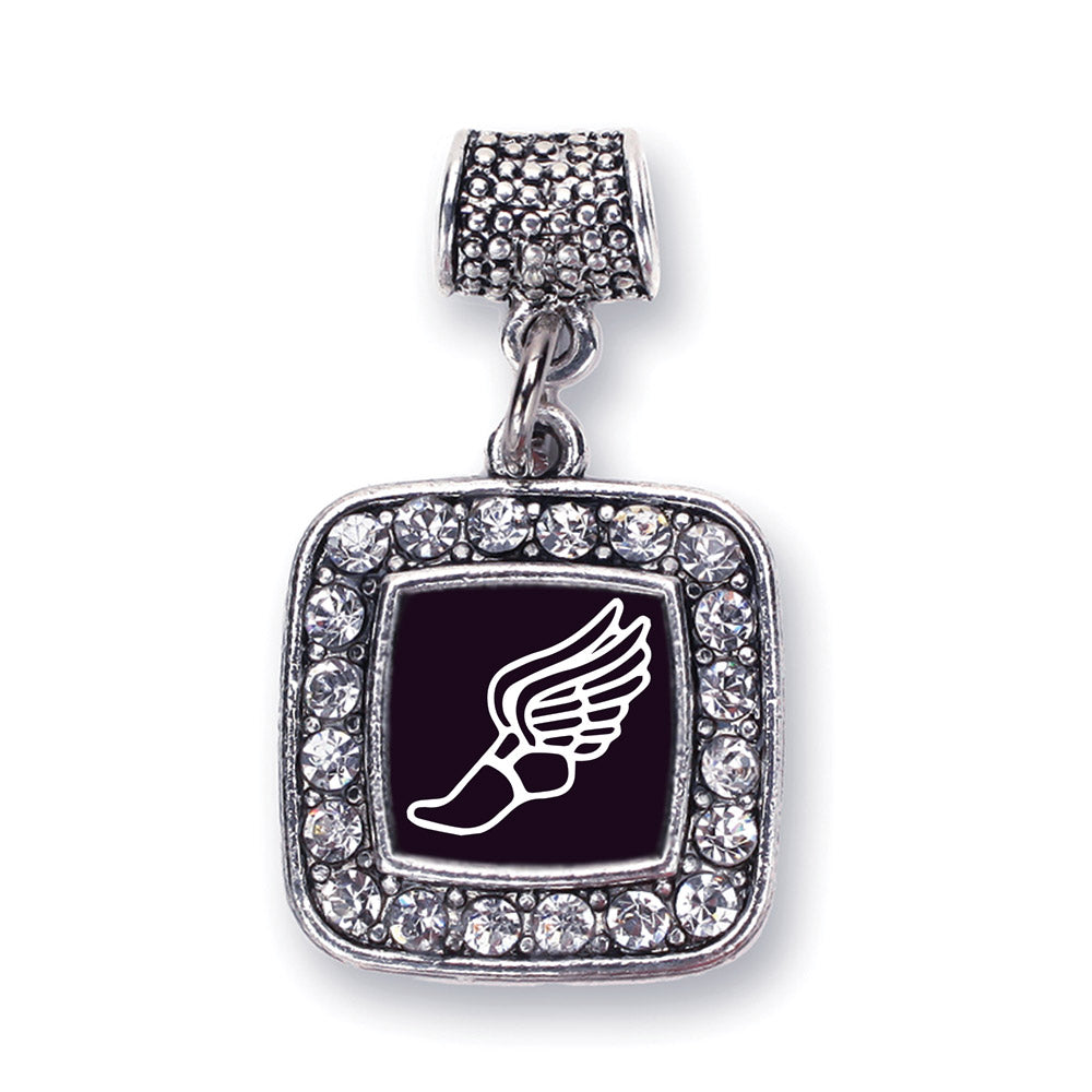 Silver Track Runner Square Memory Charm