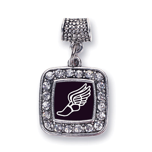 Silver Track Runner Square Memory Charm