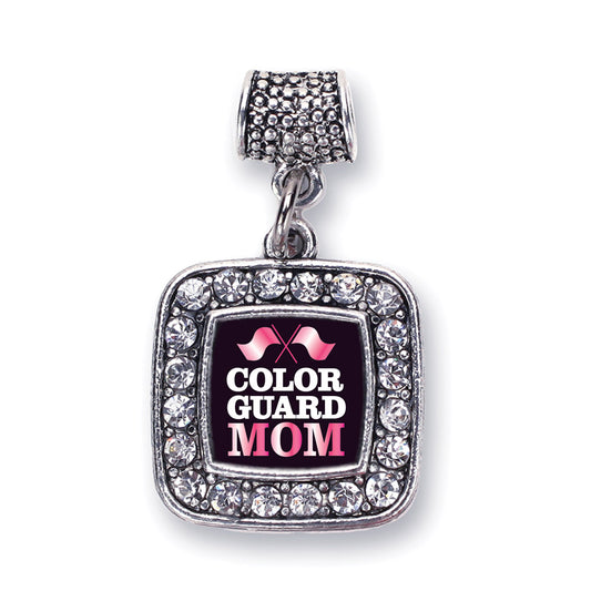 Silver Color Guard Mom Square Memory Charm