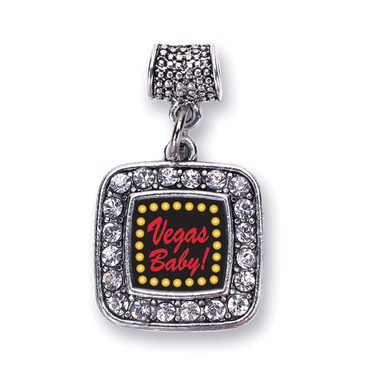 Silver Vegas Baby Square Memory Charm